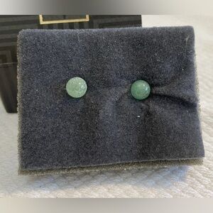 Vintage Avon Aventurine Gold Stud Earrings Estate Women’s Gemstone Earrings